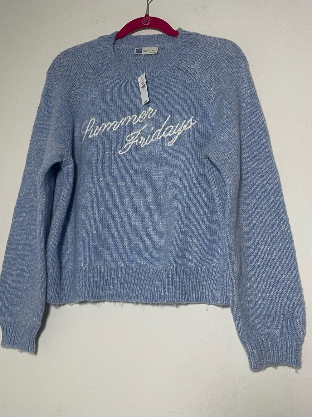 GAP Light Blue Crewneck Sweater with White Script